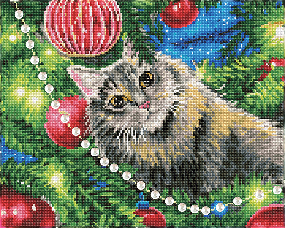 Peinture diamant chat de Noël
