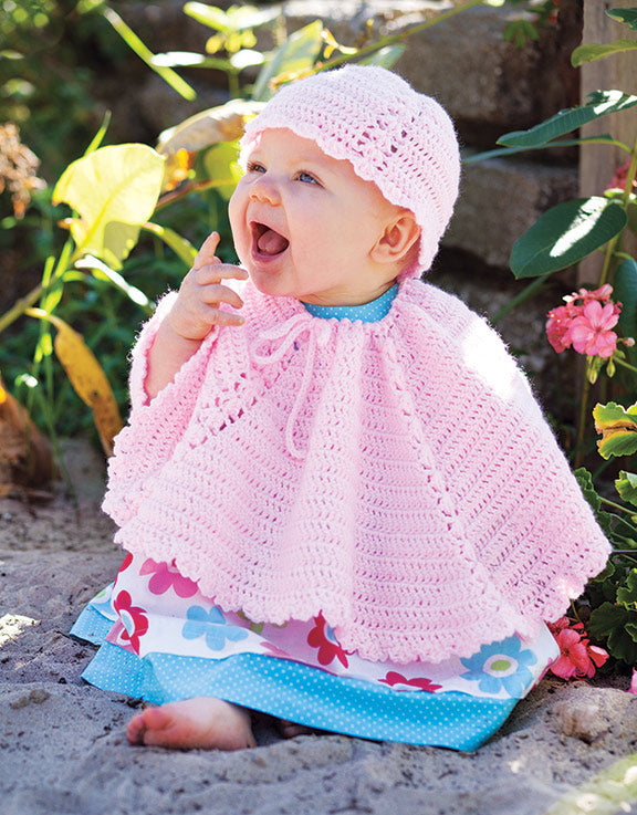 Pretty Poncho and Hat Baby Set