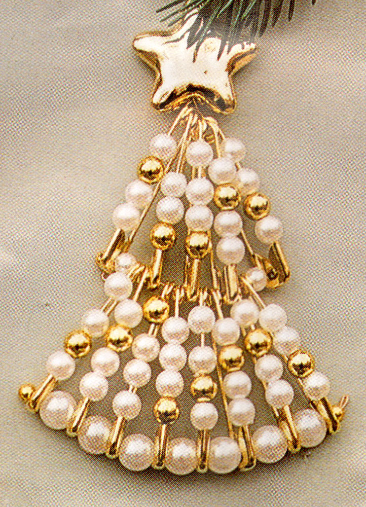 Gold Pearl Pin Tree Beaded Ornament Kit