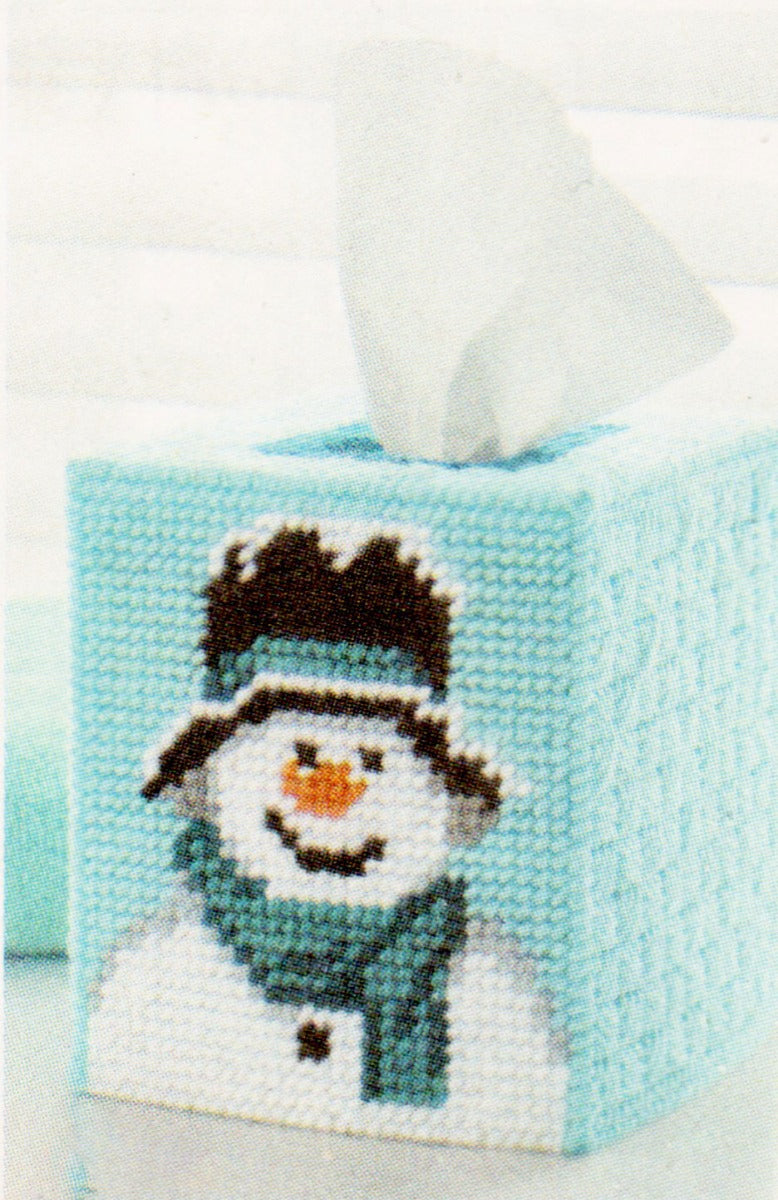 Top Hat Snowman Tissue Box Cover Plastic Canvas Kit