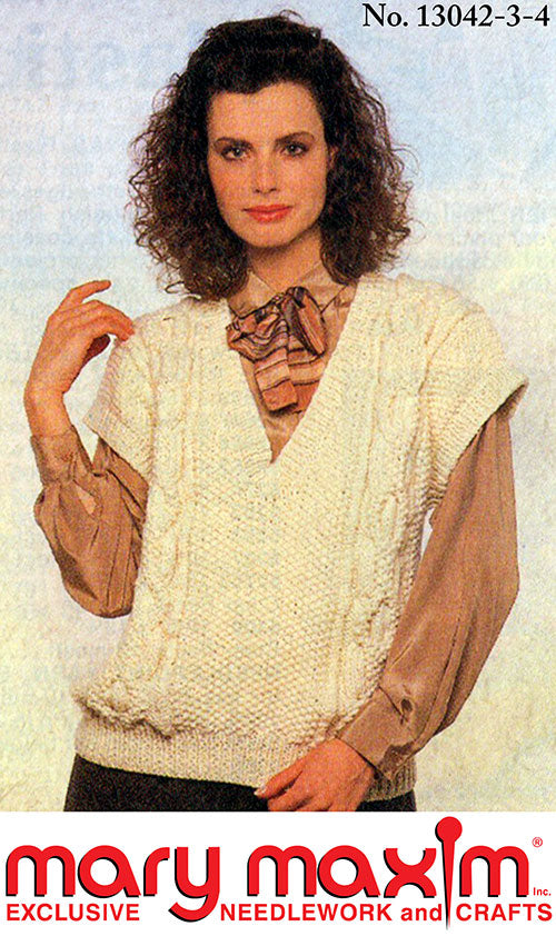 V-Neck Cable Vest Pattern – Mary Maxim Ltd