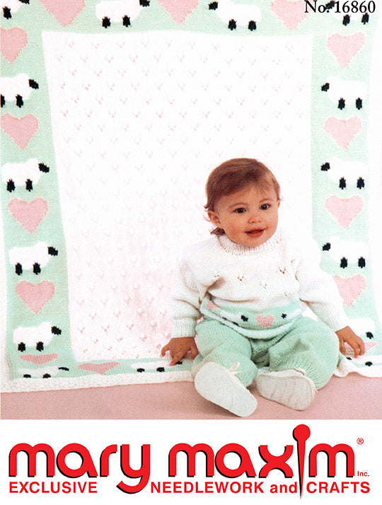 Hearts and Sheep Baby Afghan Pattern