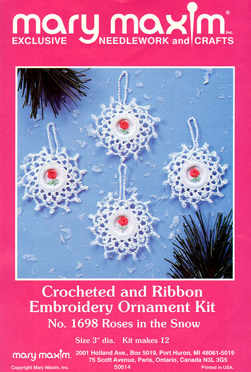 Roses in Snow Ornaments Pattern