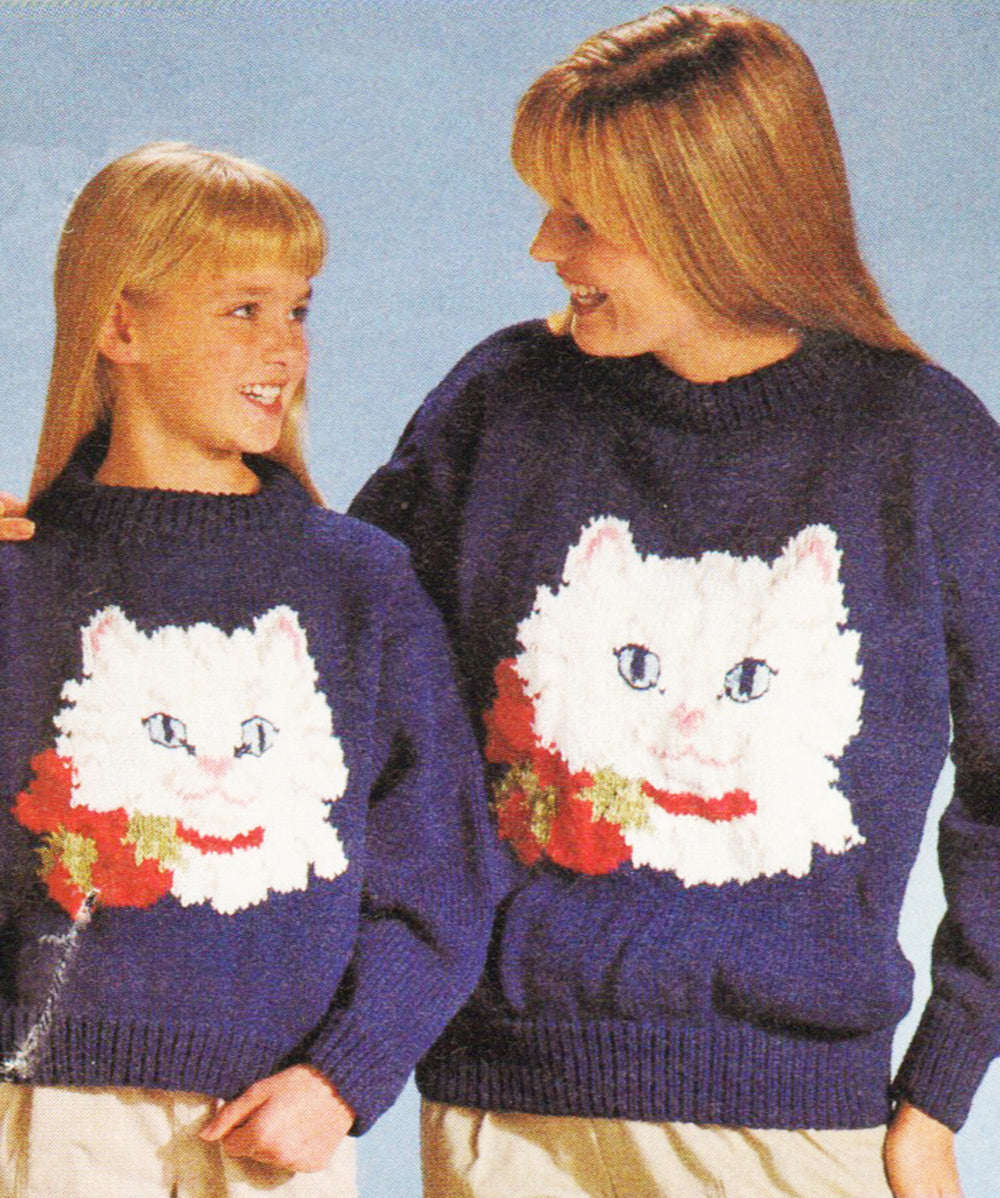 Christmas Kitten Pullover Pattern - Child's