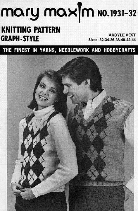 Ladies' and Men's Argyle Vest Pattern