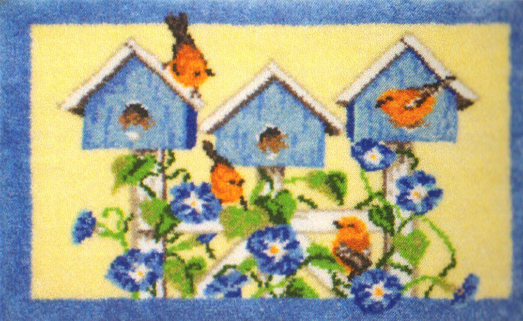 Bird Houses Rug Pattern