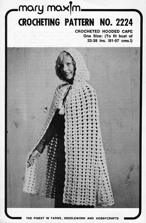 Ladies' Crocheted Hooded Cape Pattern