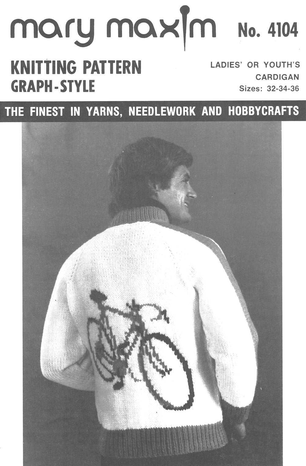 Ladies' or Youth's Cardigan - Bicycle Pattern