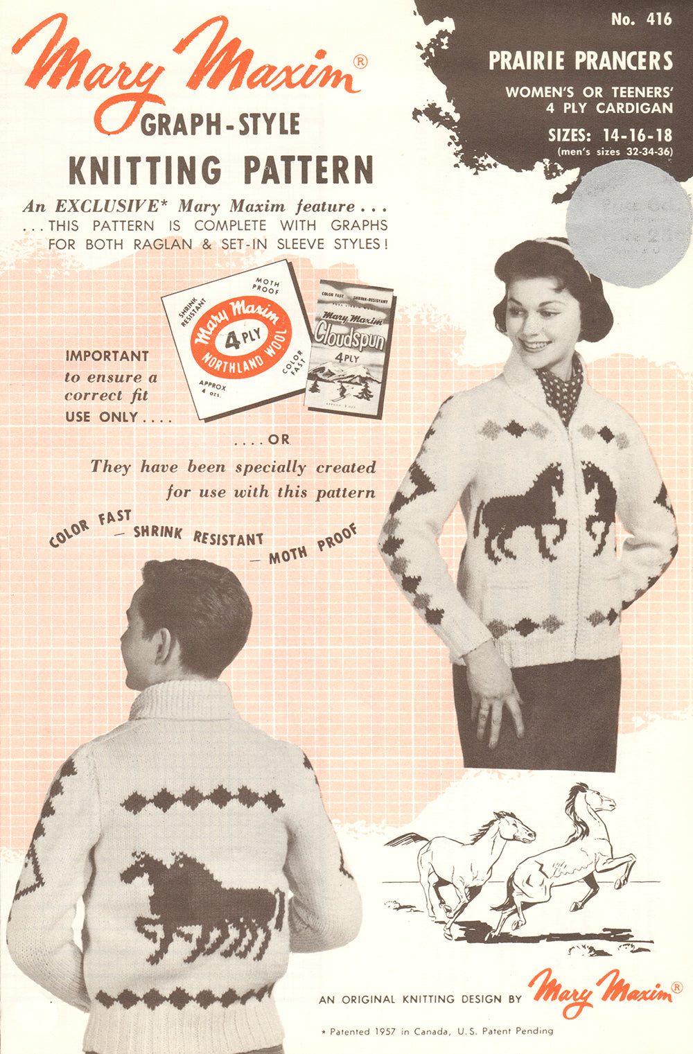 Ladies' or Youth's Prairie Prancers Cardigan Pattern