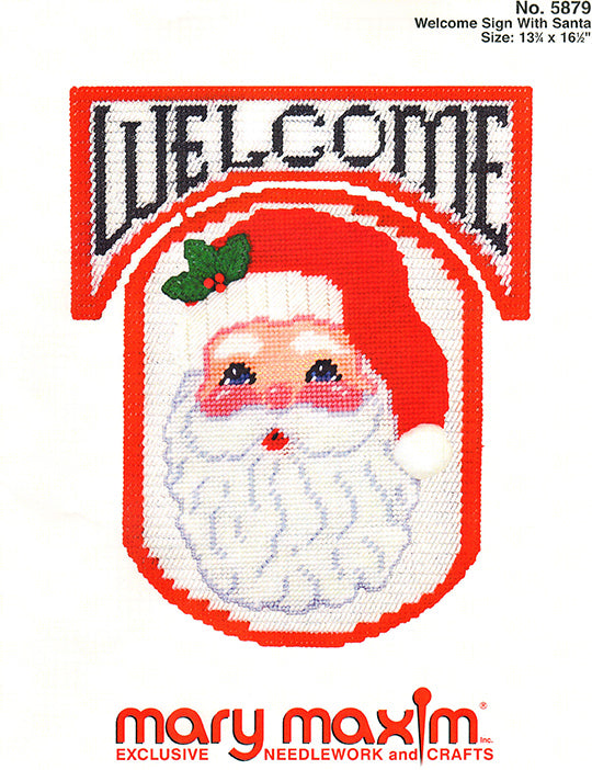 Welcome Sign With Santa Pattern
