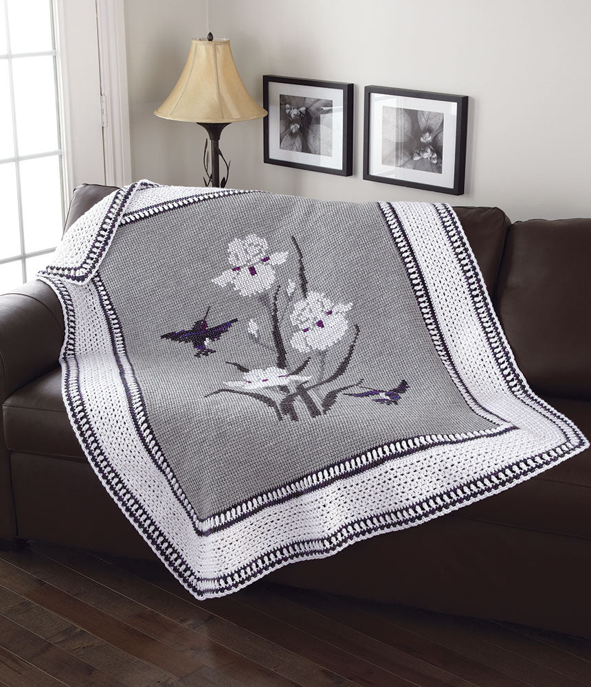 Iris & Hummingbirds Blanket Pattern